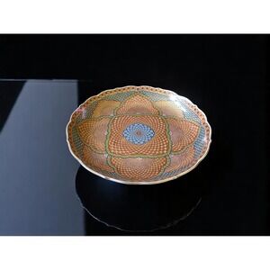 Kozan Gama Mino Ware Kenjo Gold 12" Platter Japanese Vintage Art Japan
